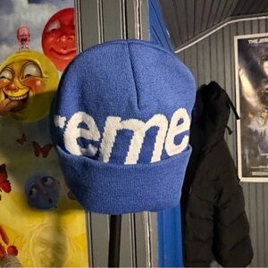 Supreme Blue and White Beanie